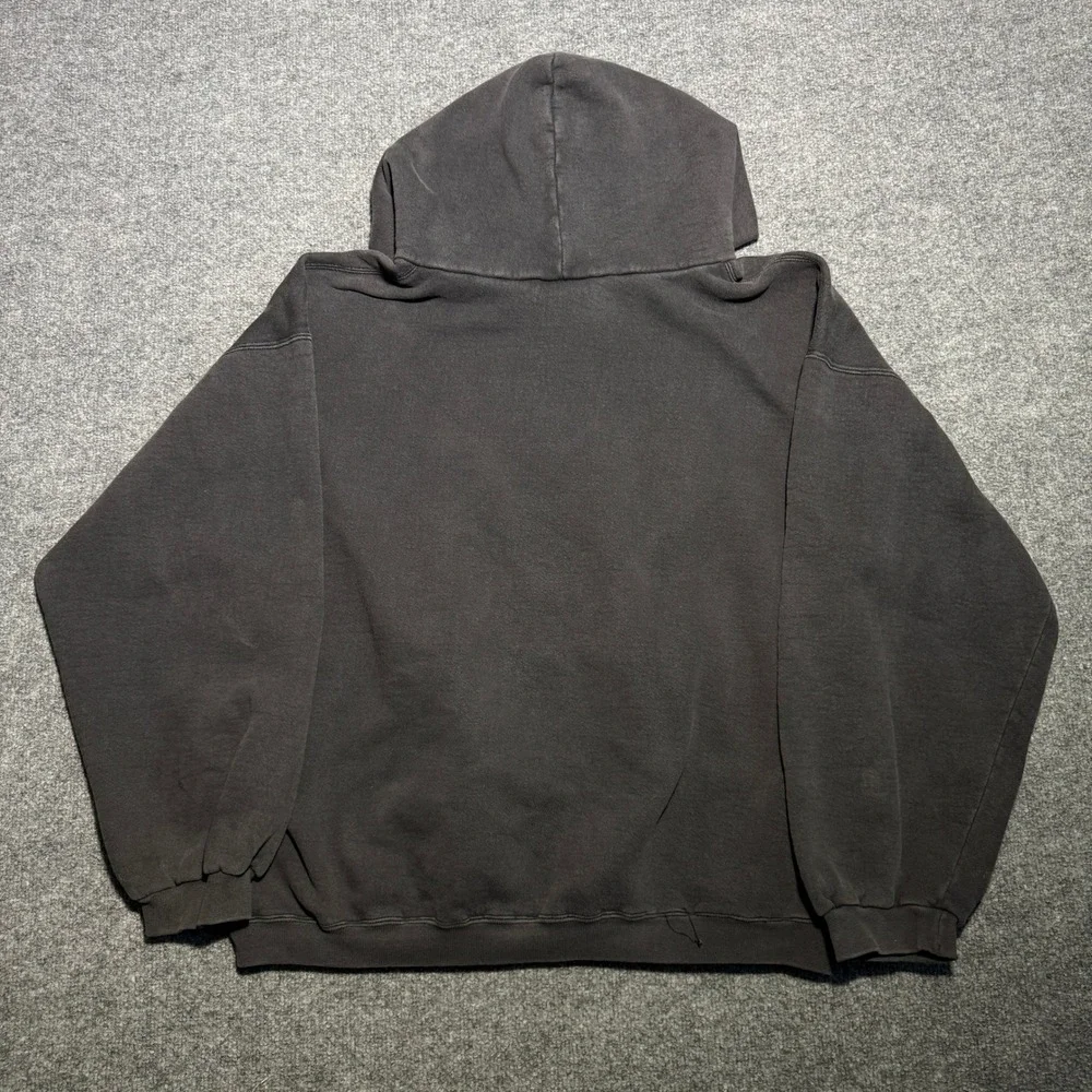 KILLER Vintage Adidas 90s Embroidered Logo Hoodie Faded Black XL